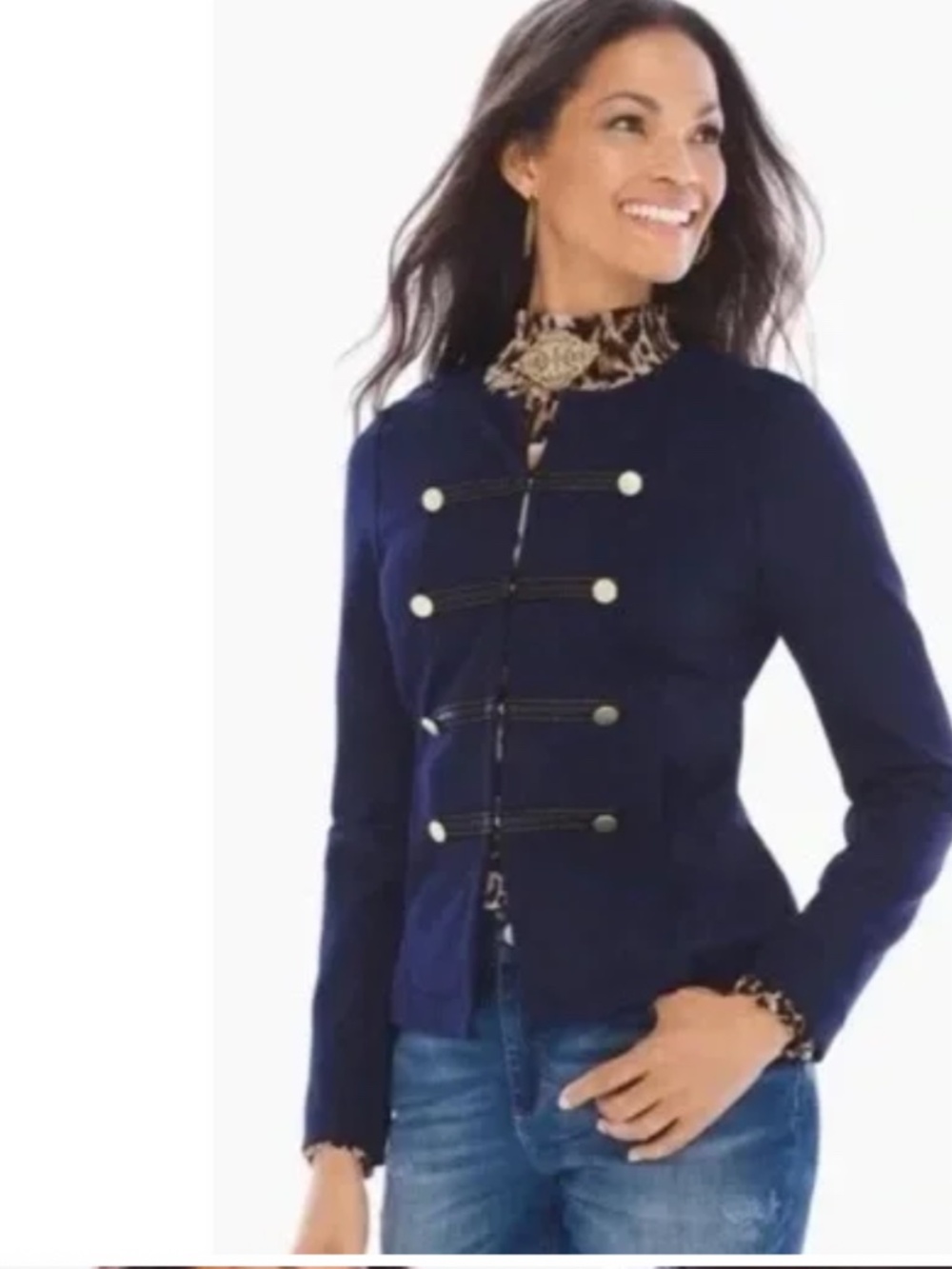 NWT Chico’s Navy Military Style Jacket size 3